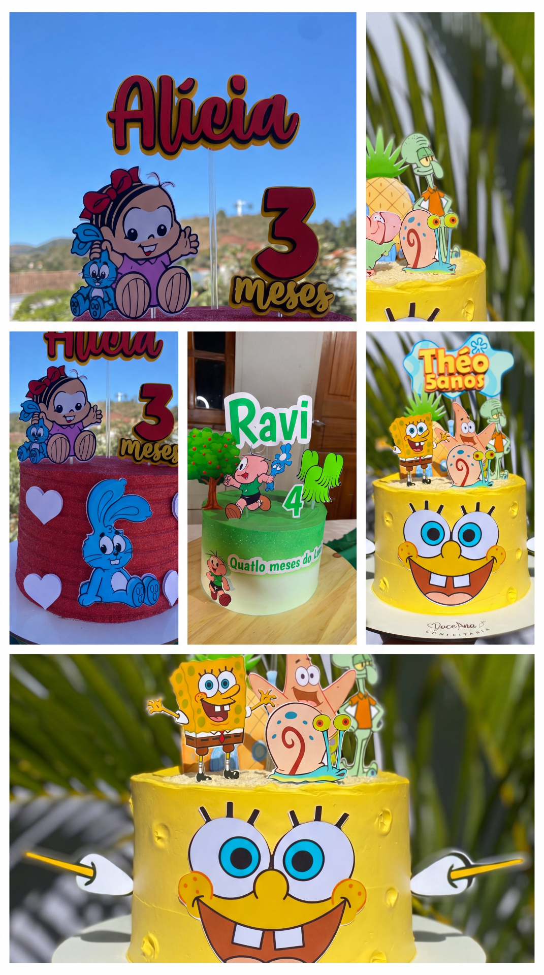 Bolo de aniversário temático do Bob Esponja com topo personalizado
